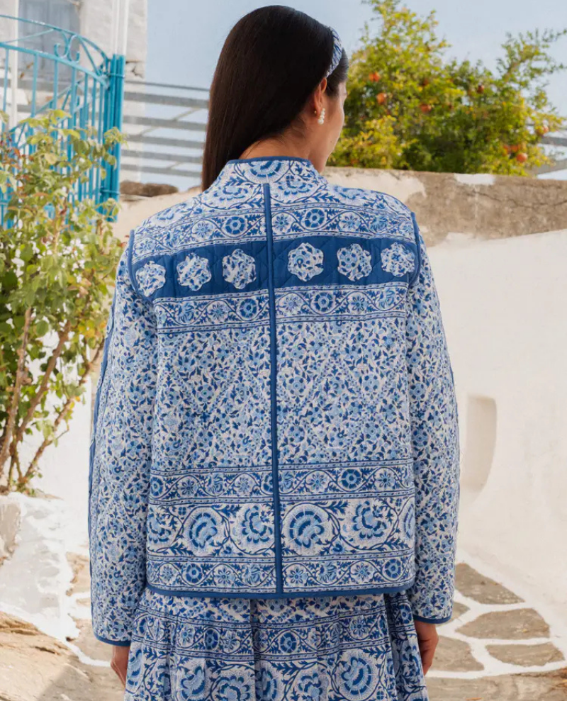 Pink City Prints Penny Azure Blue Jacket