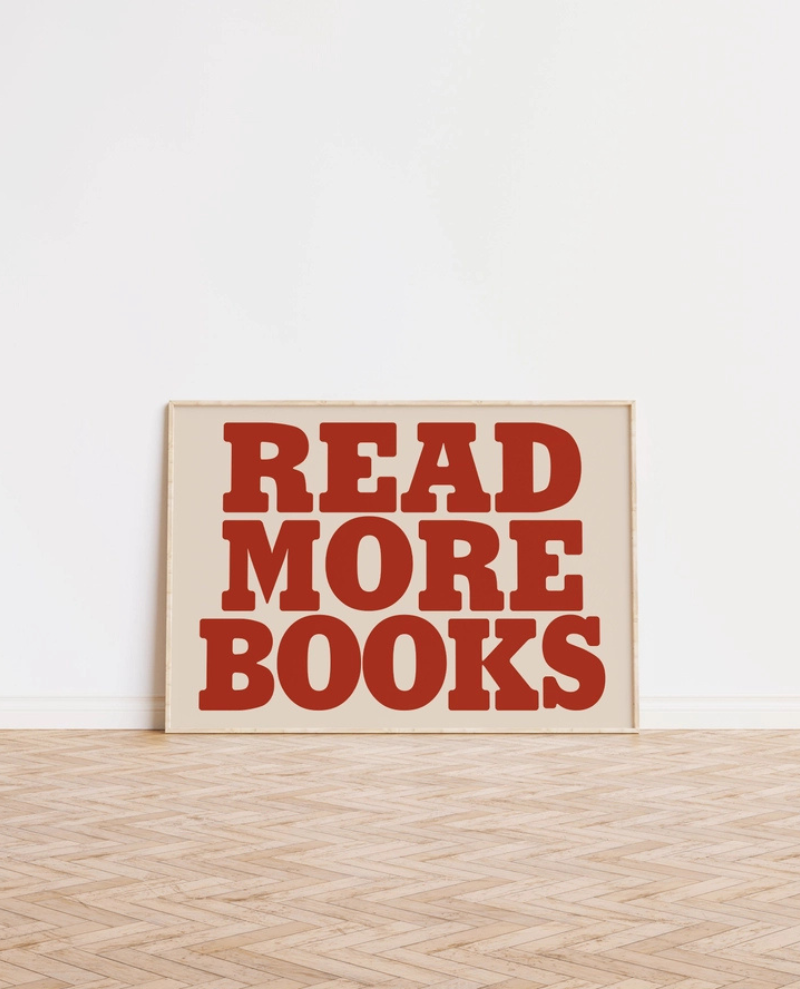 Lune Club Read More Books Red A4 Framed Print