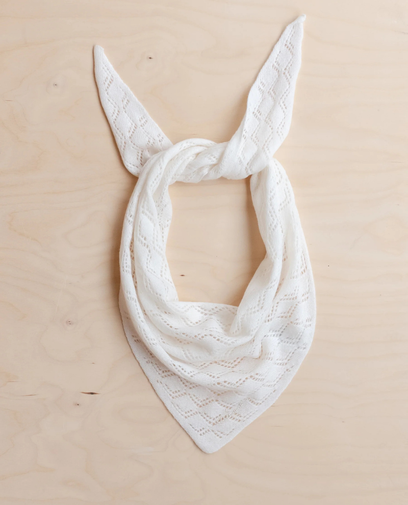 Thumbnail: TBco. Pointelle White Merino Triangle Scarf 1