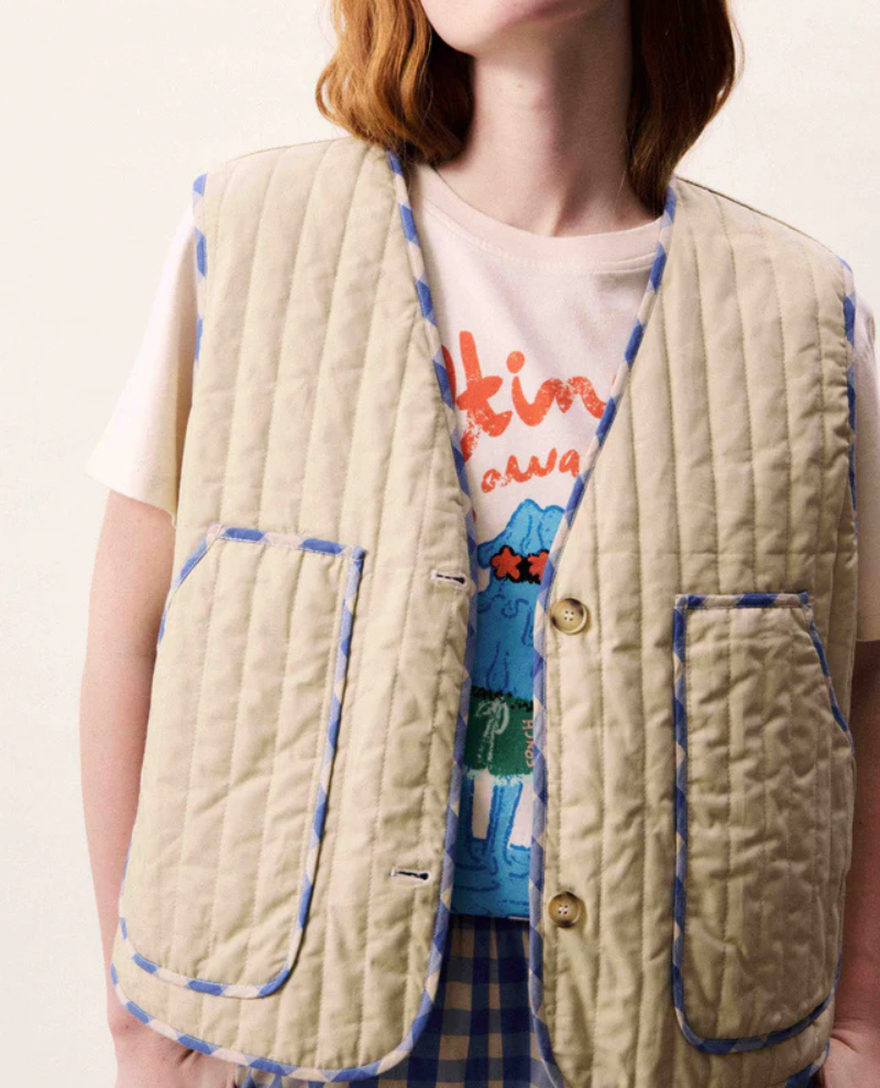 FRNCH Regalia Blue Check Gilet