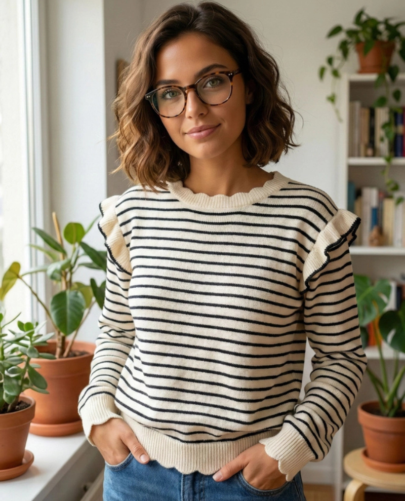 Cherry Paris Lisanne Breton Black Striped Knit