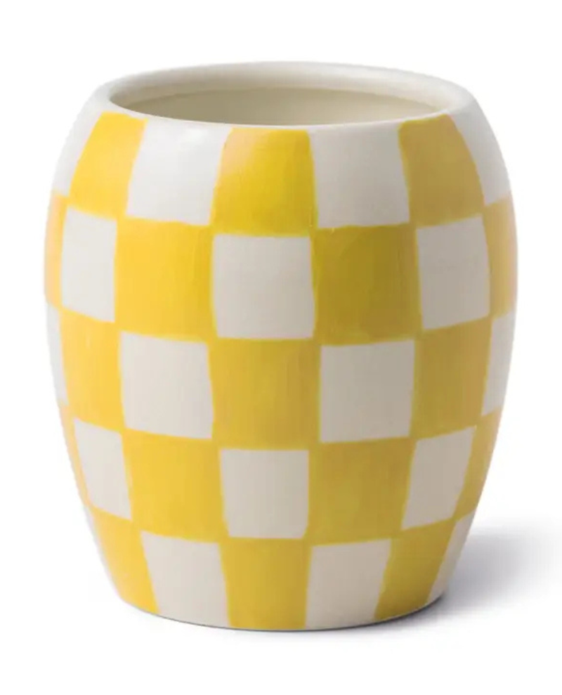 Paddywax Yellow Checkmate Porcelain Candle - Golden Amber