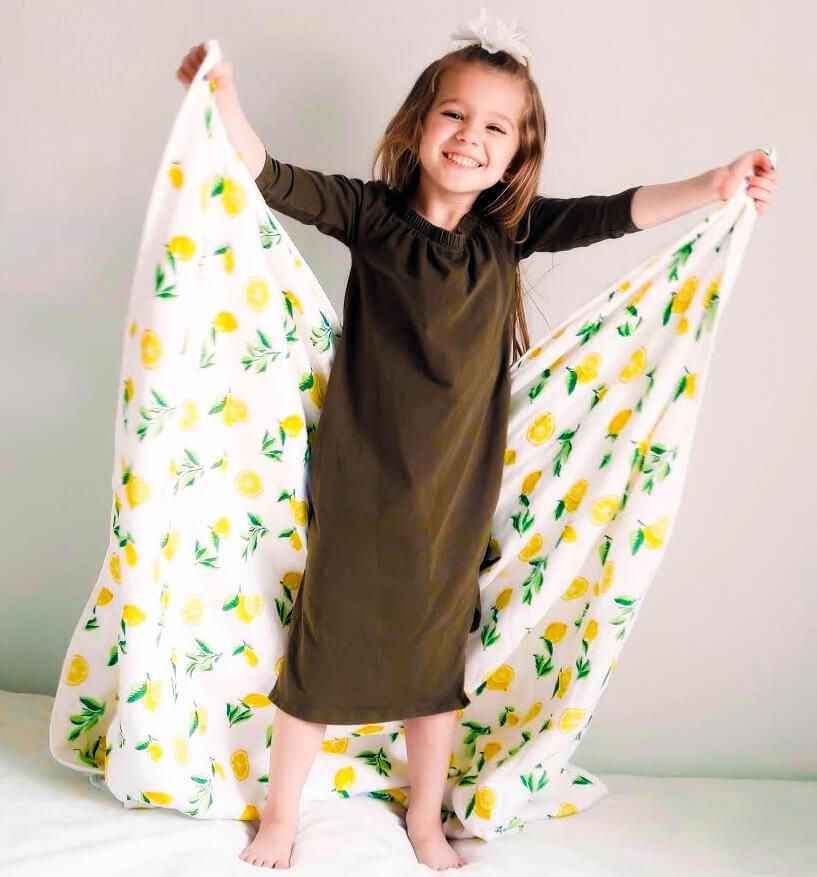 Thumbnail: Bamboo 4 Layer Muslin Quilt, Softest Baby Toddler Blanket, Lemon