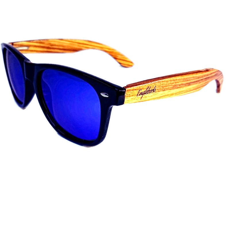Thumbnail: Zebrawood Sunglasses with Blue Polarized Lenses and Case