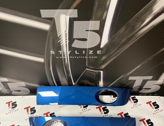 Genuine VW T5.1 Transporter front bumper 2x fog grille trims 2010–2015 pair #1