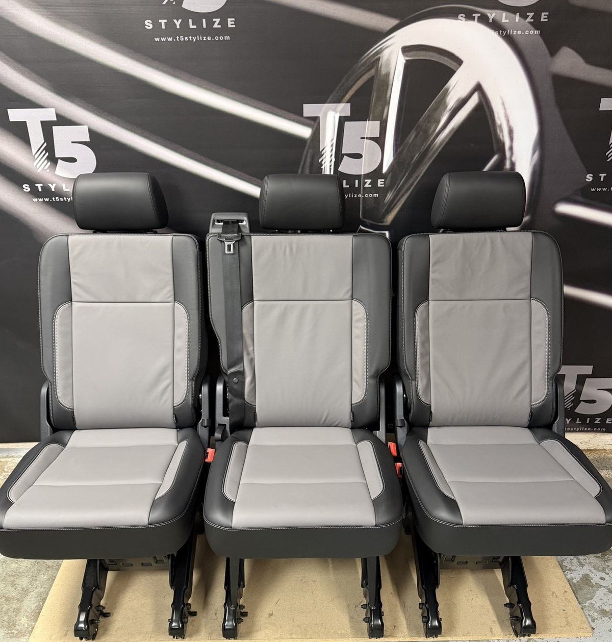 NEW VW T6.1 Transporter Rear Kombi Seats 1+1+1 In Full Leather ISOFIX MODEL