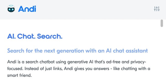 Andi AI poweredsearchengine