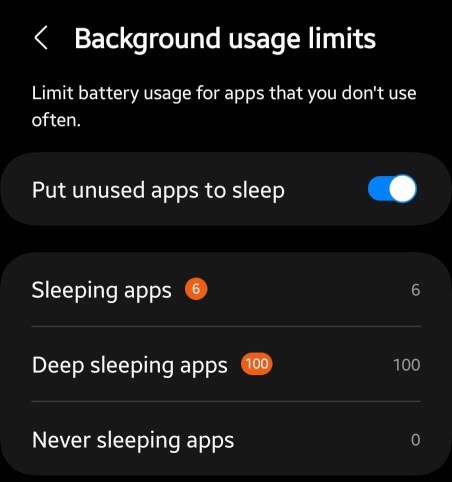 samsung- unused apps