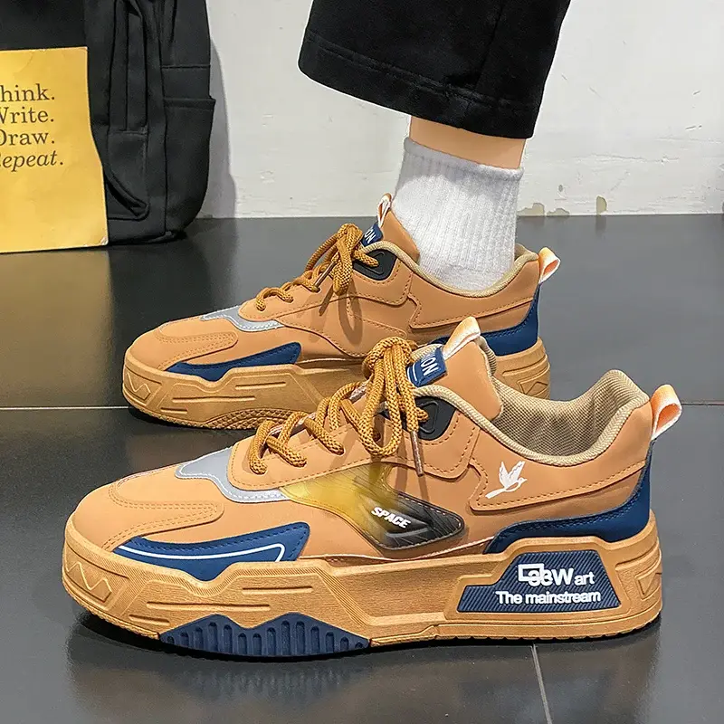 Miniatura: Otoño 2024, nuevos zapatos deportivos casuales de cuero para hombre