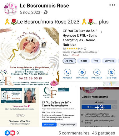 2023-Octobre Rose – participation de Carole Franceschetto aux enchères du Bosrou'mois Rose