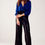Thumbnail: Long Sleeved Wrap Satin Blouse in Blue