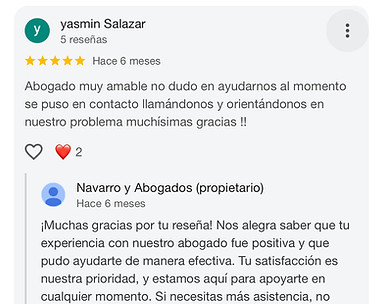 Testimonio sobre la eficacia del equipo legal de Navarro & Abogados en Girona y Barcelona.