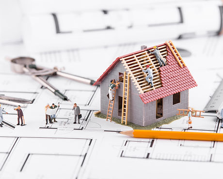 Tiny people build houses for architectur