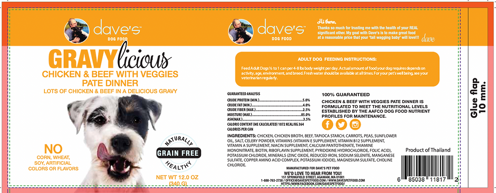 Thumbnail: Gravylicious Chicken &  Beef with Veggies Pate Dinner   /  12 oz