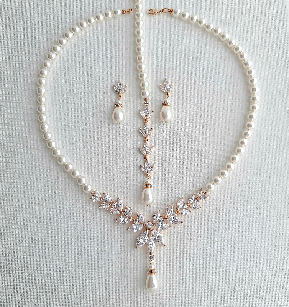 pearl and diamond necklace and earrings