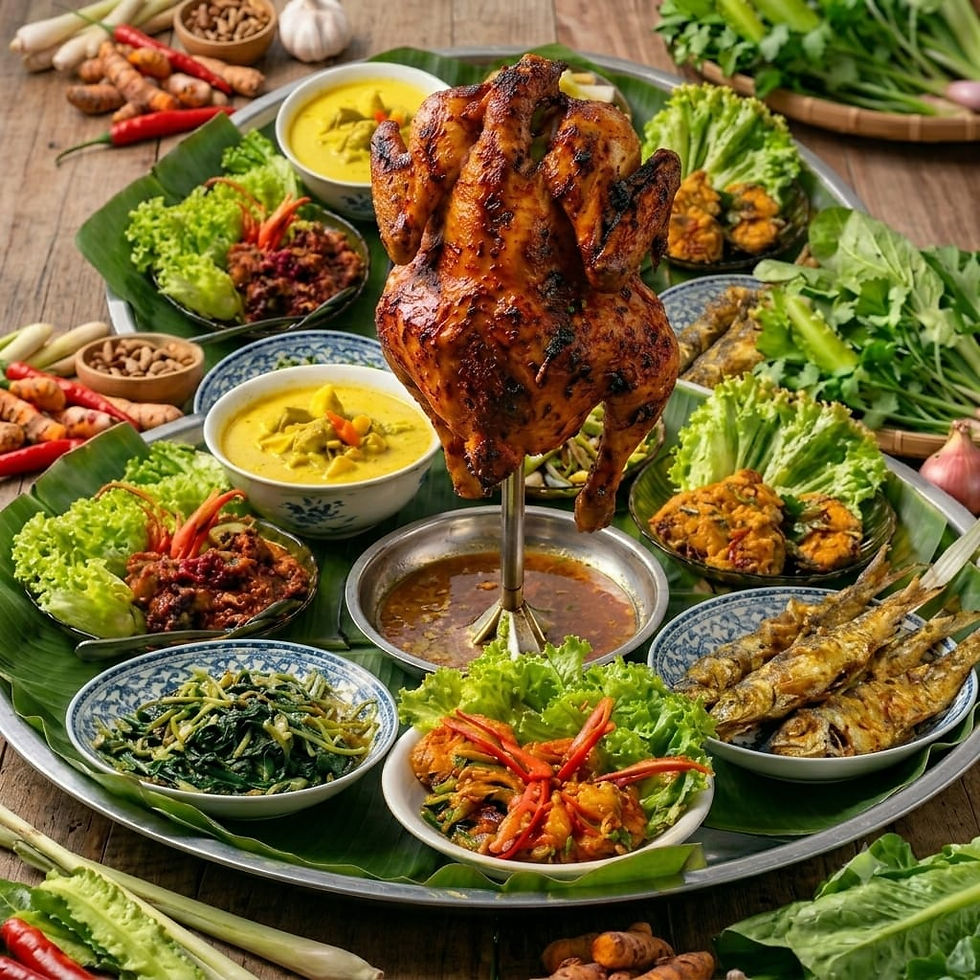 Freshly prepared kampung food
