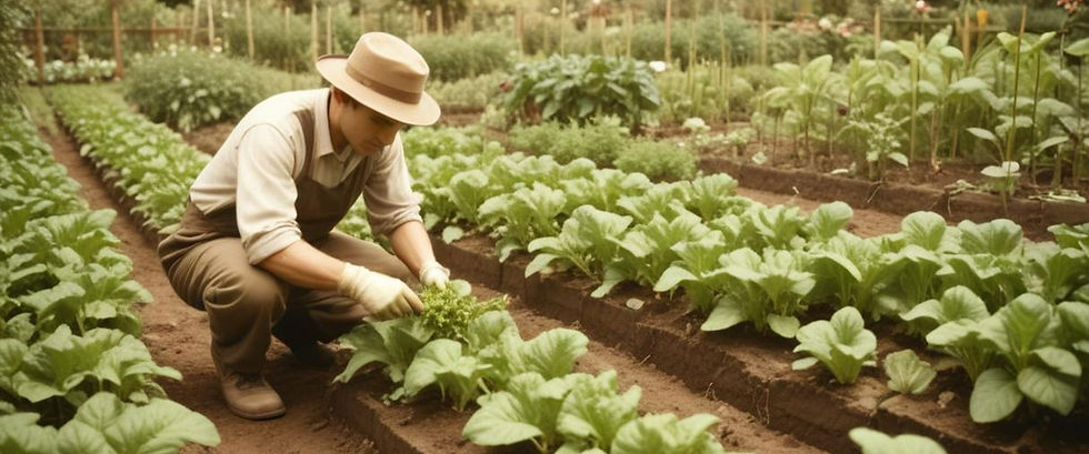 agricultor em horta organica