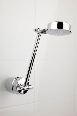 Sprite® Universal High Output Shower Filter Made In the USA, The Only NSF certified Shower Filter with guaranteed performance available in high strength Chrome Brass housing. A footprint of approximately 7.6cm achieves maximum point of use filtration.