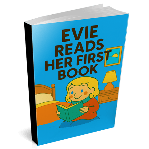 Evie Reads Her First Book A cozy celebration of imagination, words, and the joy of reading.