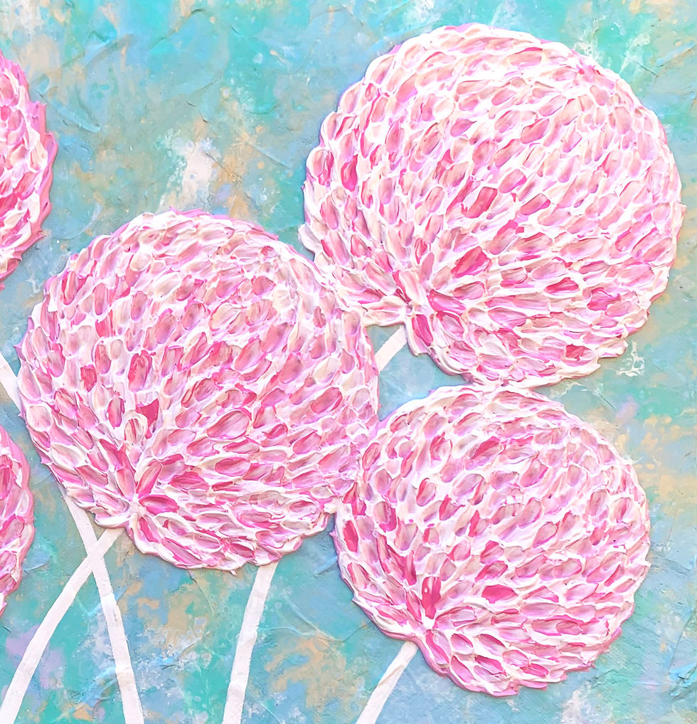 Thumbnail: Flowers - Pretty and Pink Valentines impasto textured abstract