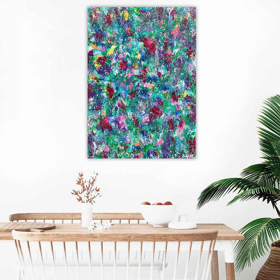 Thumbnail: Fuchsias and Violets Floral Garden textured impasto abstract Mini