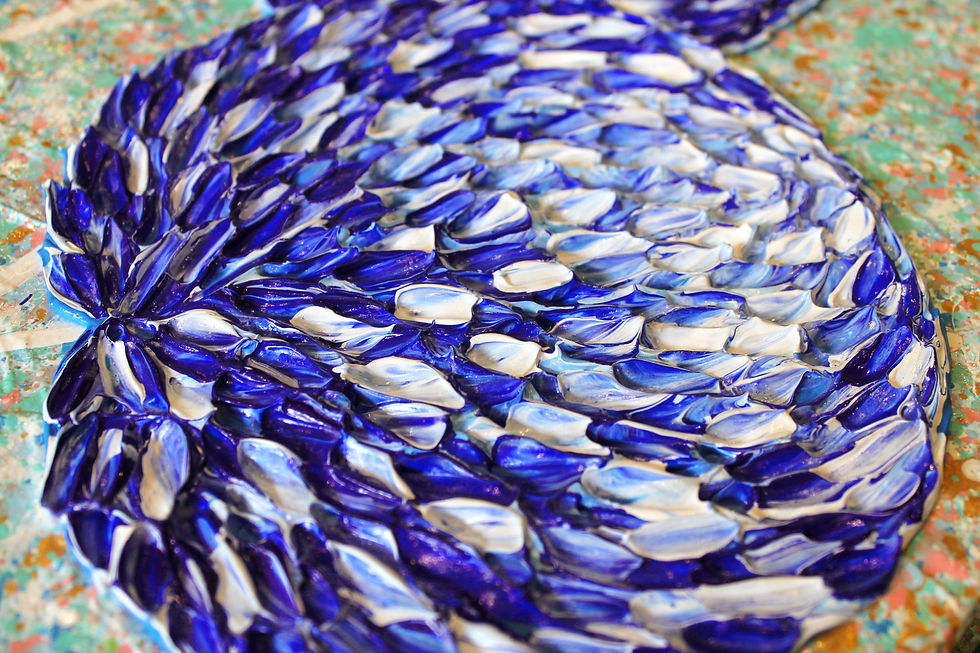 Thumbnail: SOLD - Flowers - Blue Textured Abstract - 50cm x 70cm