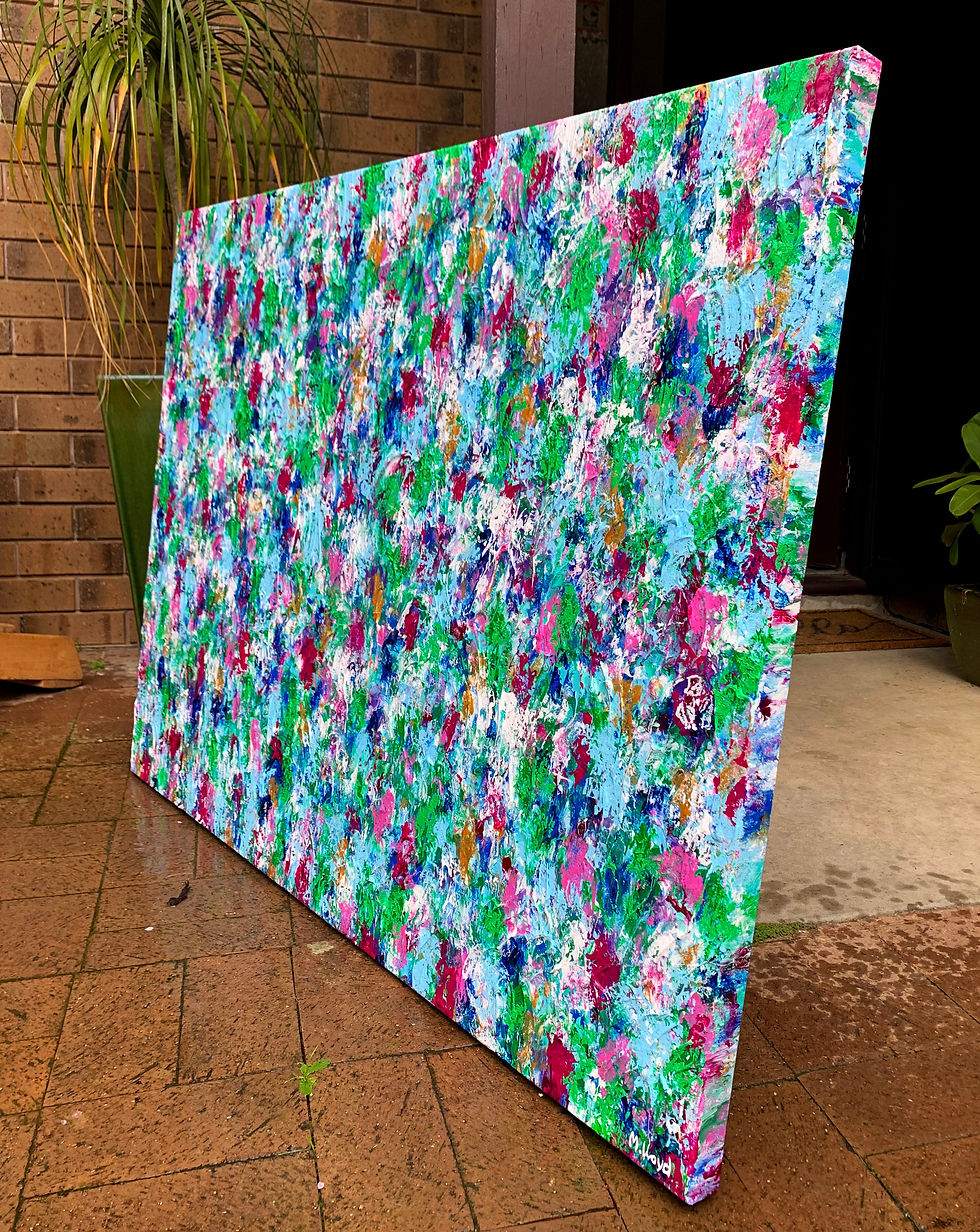 Thumbnail: Fuchsias and Violets Floral Garden textured impasto abstract