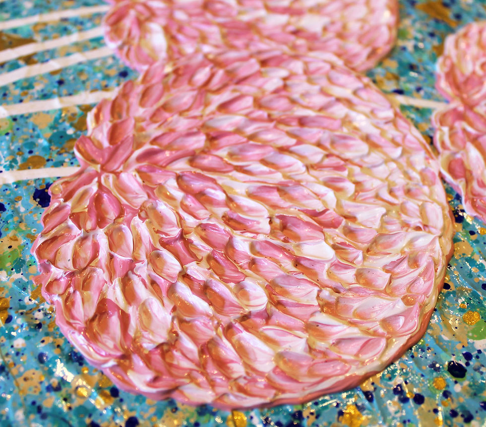 Thumbnail: Flowers in Gold Vase impasto textured abstract - 50cm x 70cm