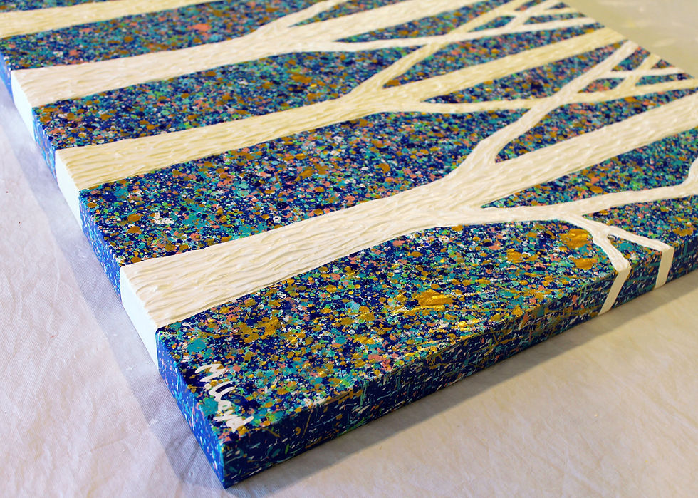 Thumbnail: Coastal Night Gum Trees impasto textured - 90cm x 60cm