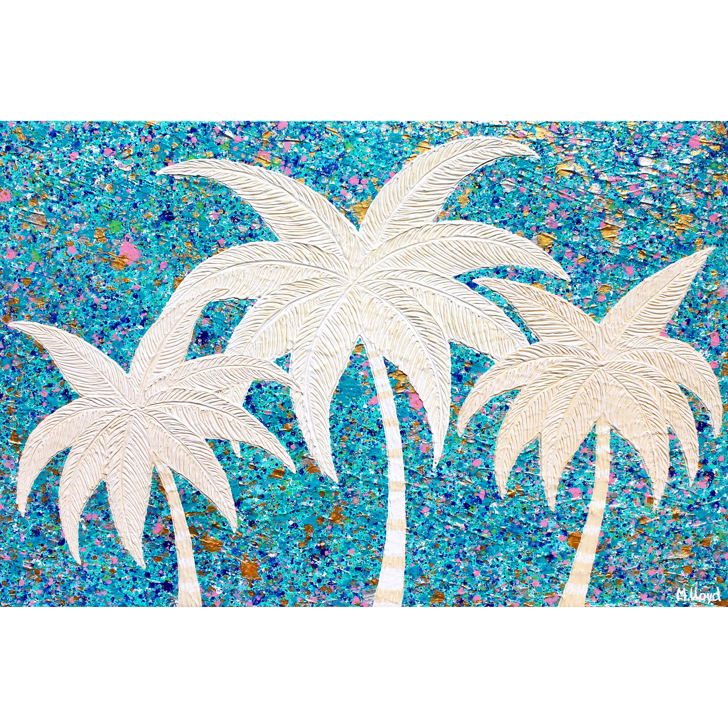 SOLD - Beach - Palm Trees Tropical Holiday Textured Abstract - 90cm x 60cm