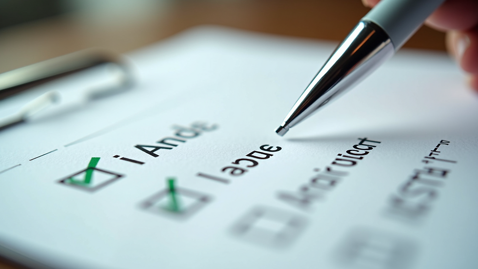 Close-up view of a checklist with completed tasks and a pen