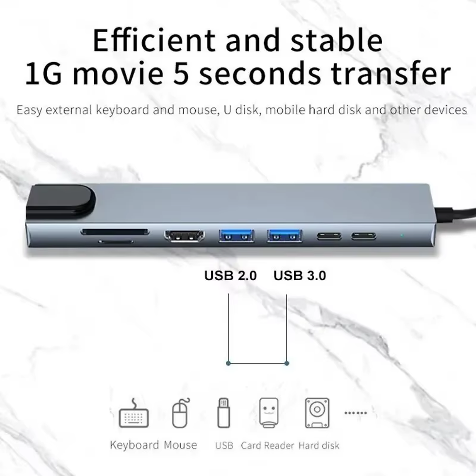 Miniatura: Hub USB C 8 en 1, 7 en 2, 7 en 1, Tipo C 3.1 a Adaptador HDMI 4K con RJ45,