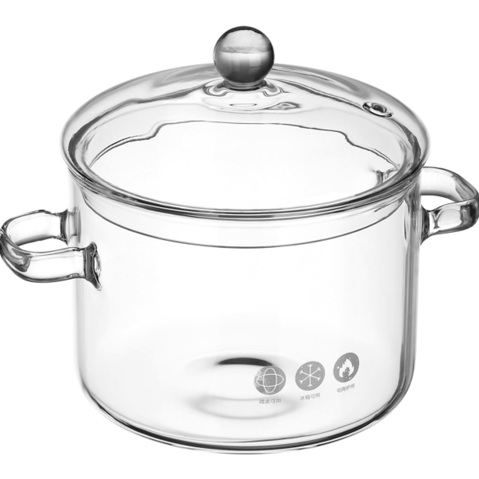 Miniatura: Olla de vidrio para sopa con tapa, transparente, de borosilicato.