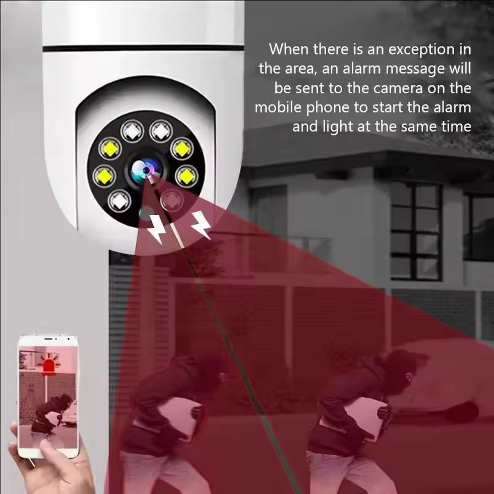 Miniatura: Cámara de Seguridad Exterior con Bombilla E27, Visión Nocturna Automática
