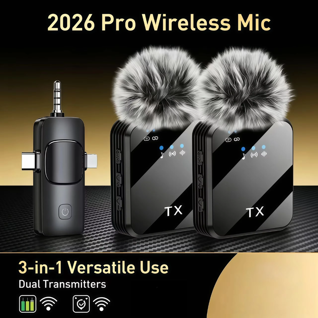 Micrófono 3 en 1 para iPhone/Android, inalámbrico, transmisión de 328 pies, mini