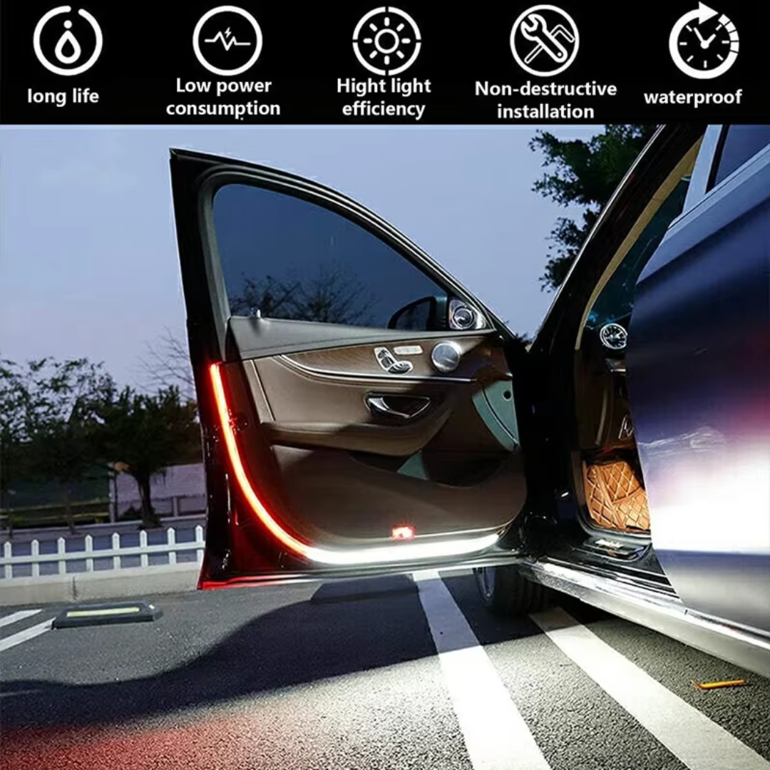 decoración de puerta de coche tiras de luz de bienvenida luz de advertencia