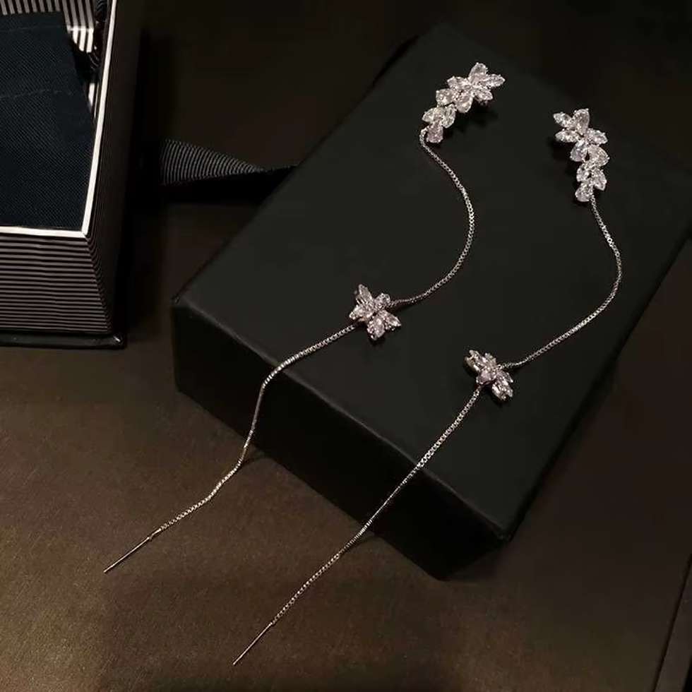 Miniatura: Pendientes de Clip de diamantes de imitación brillantes para mujeres y niñas