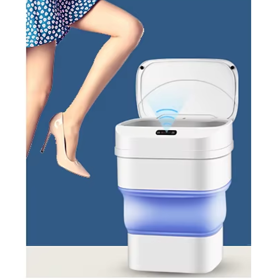 Miniatura: Cubo de basura inteligente, con inducción automática y tapa, plegable. PRO