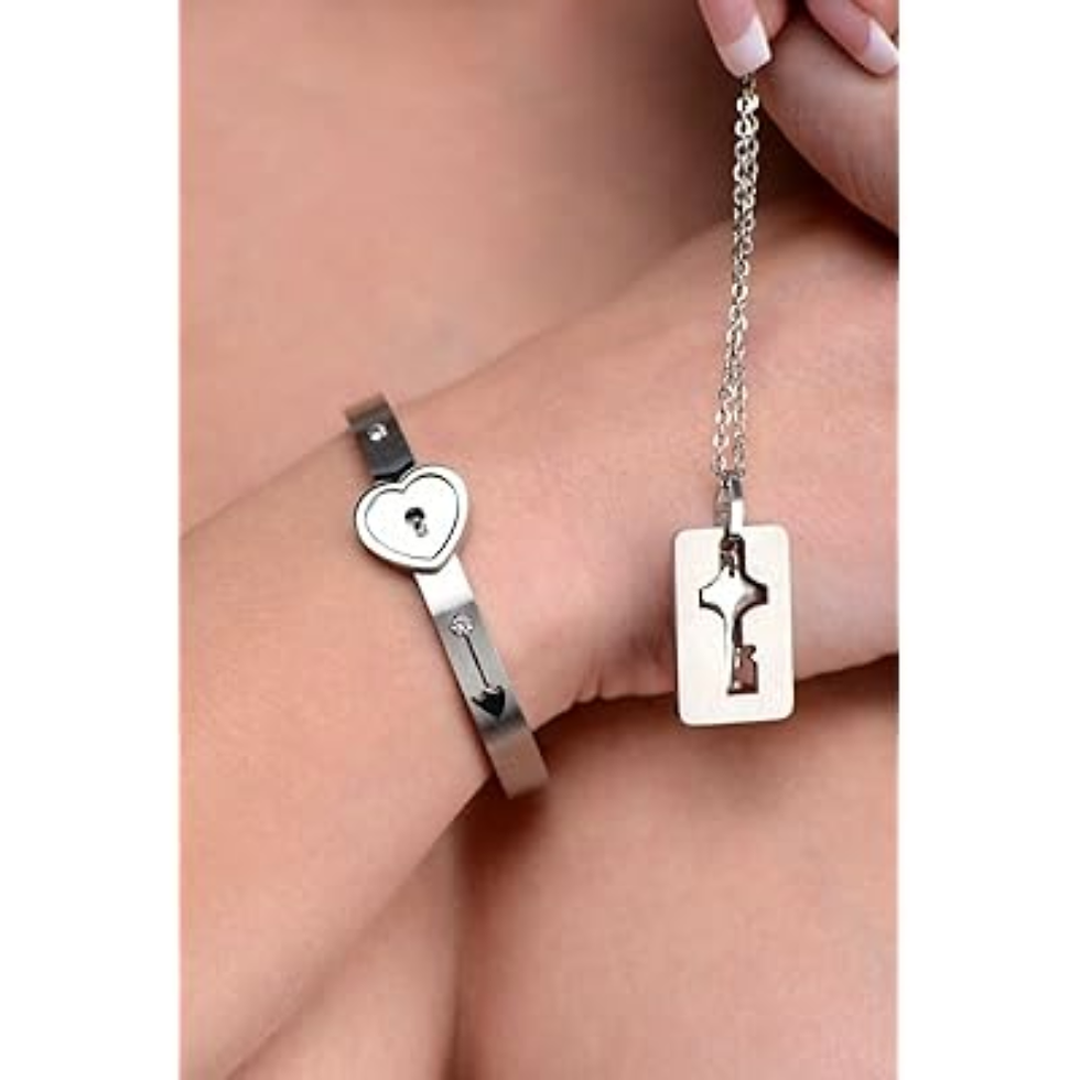 Miniatura: Joyería de pareja de acero inoxidable, pulsera con cerradura y llave, pulseras