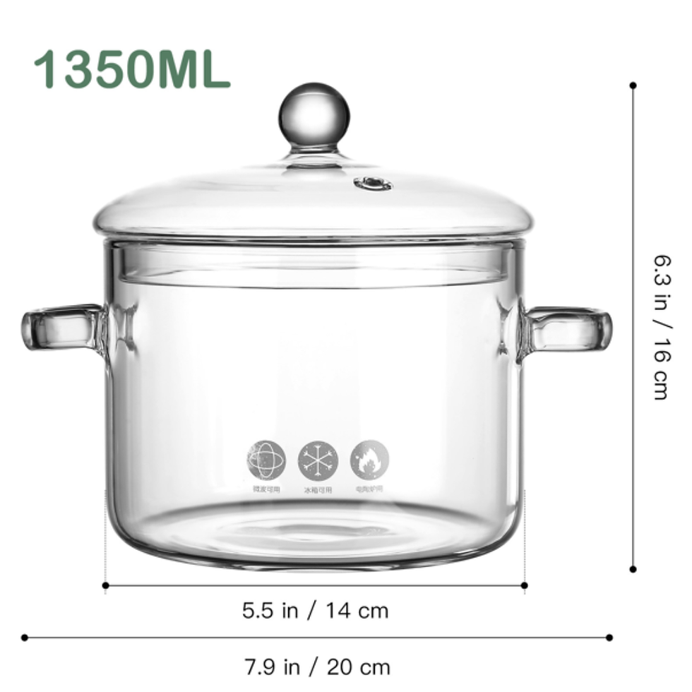 Miniatura: Olla de vidrio para sopa con tapa, transparente, de borosilicato.