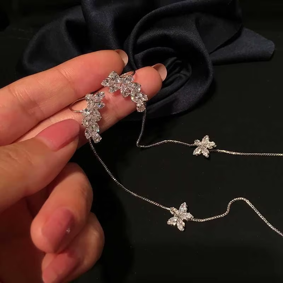 Miniatura: Pendientes de Clip de diamantes de imitación brillantes para mujeres y niñas