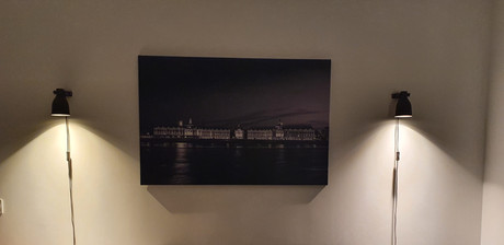 installation du tableau et des appliques dans le séjour