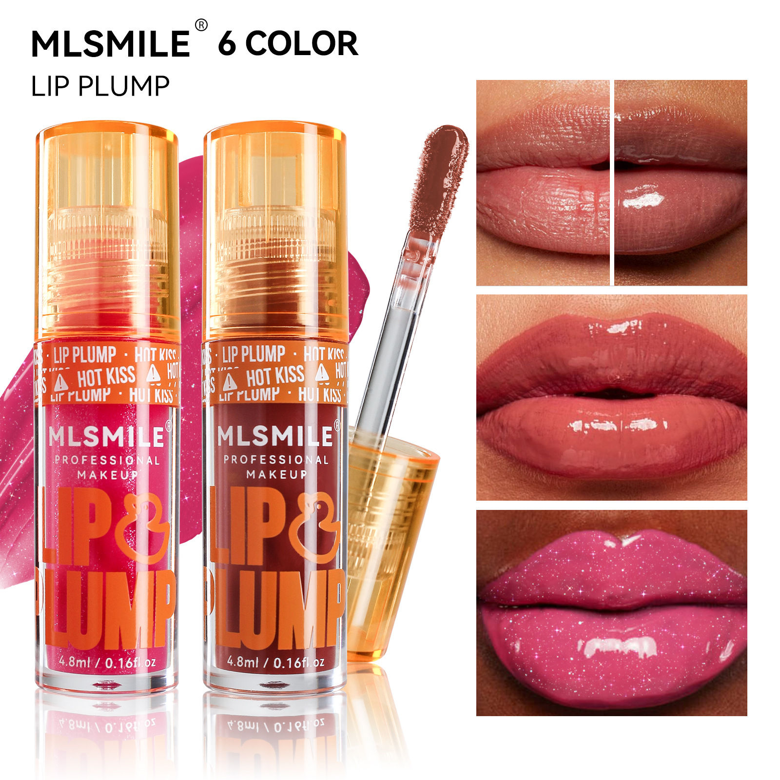 MLSMILE Duck Lip Plump Lip Oil Moisturizing Lip Gloss Mirror Water nature long-l