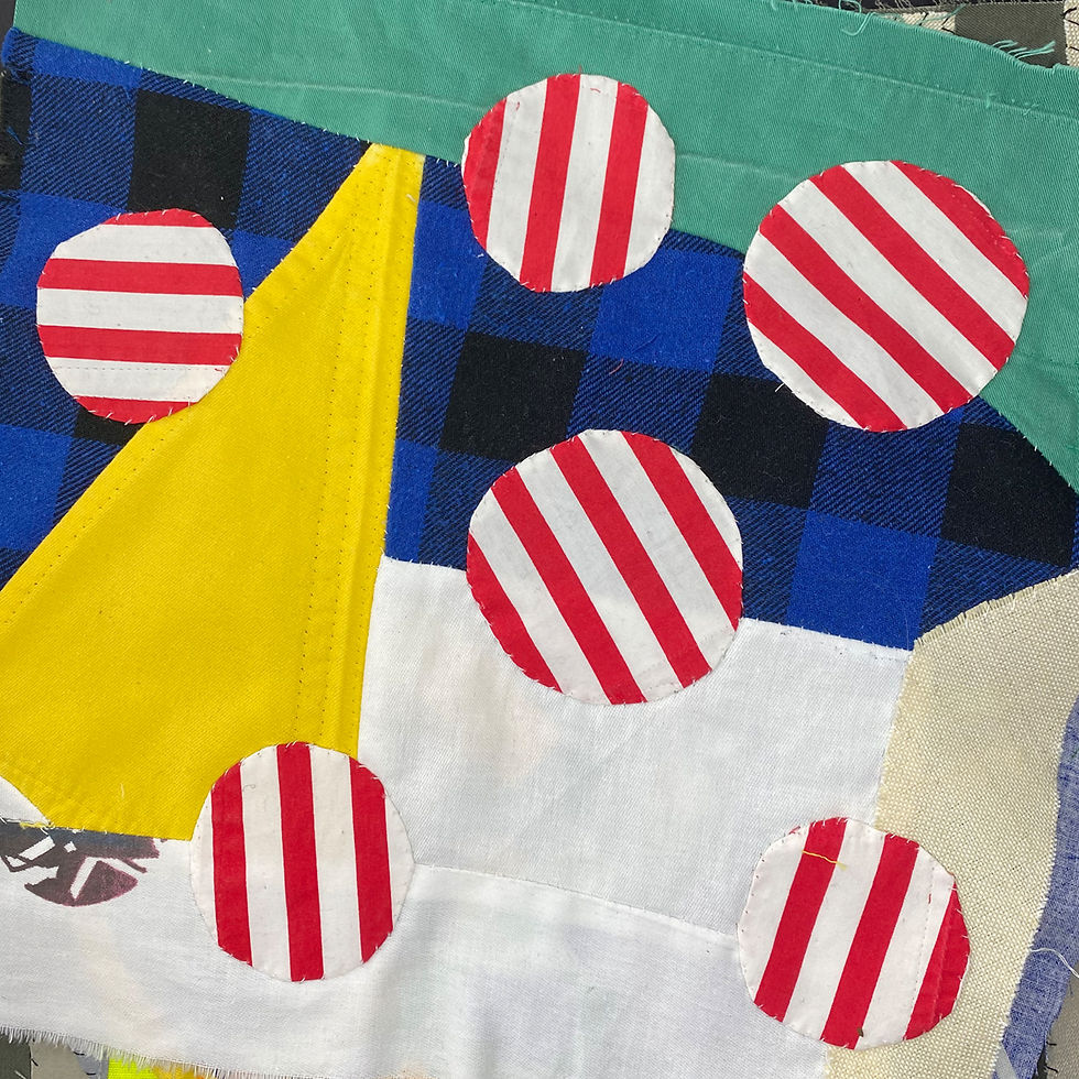 Thumbnail: Detail pic promoting the Wonky Dots Mini-Quilt video workshop by craft expert Russell Barratt