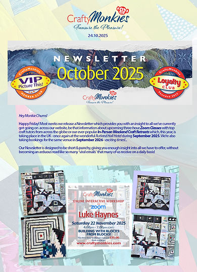 CraftyMonkies Weekly Newsletter - Weekly updates, class info and Special Offers!