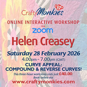 CraftyMonkies Helen Creasey Online Interactive Workshop Curve Appeal: Compound and Reverse Curves!