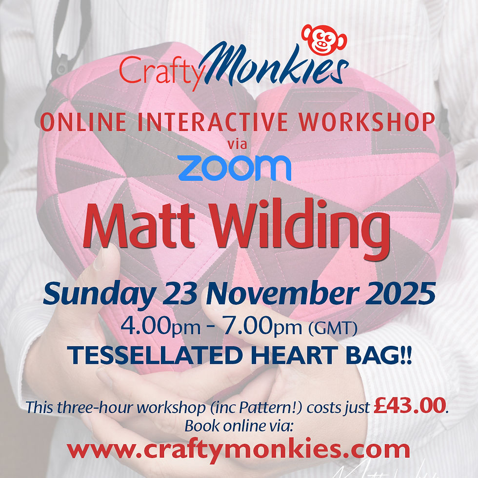 Sunday 23 November 2025: Online Workshop (Tessellated Heart Bag!)