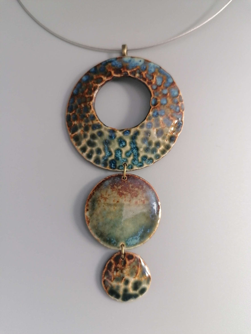 Thumbnail: Handmade Hammered Ceramic Trio Necklace