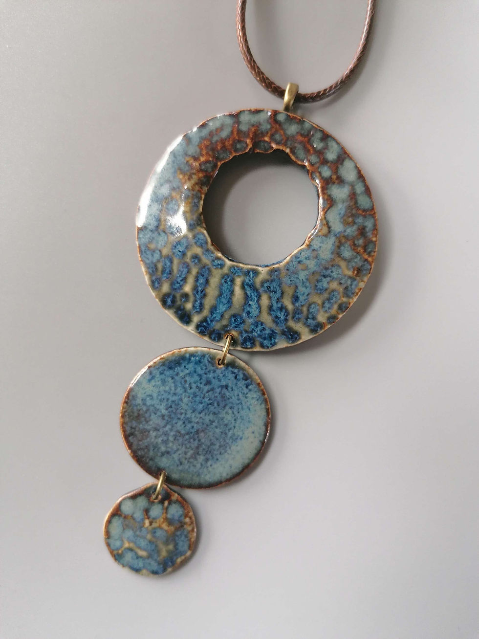 Thumbnail: Handmade Hammered Ceramic Trio Necklace