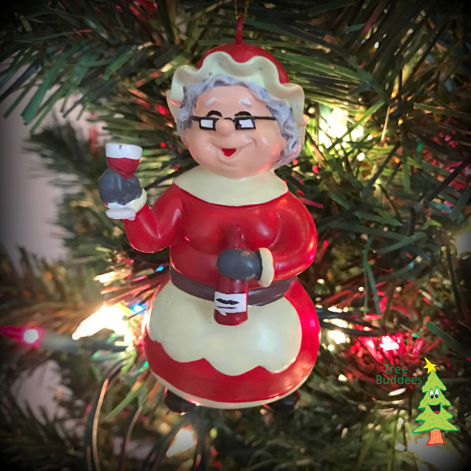 Wine Mrs Claus Christmas Ornament Tree Buddees